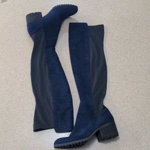 Charles David Thigh High Blue Suede Front Boots